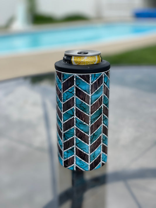 Turquoise Tangram Can Cooler