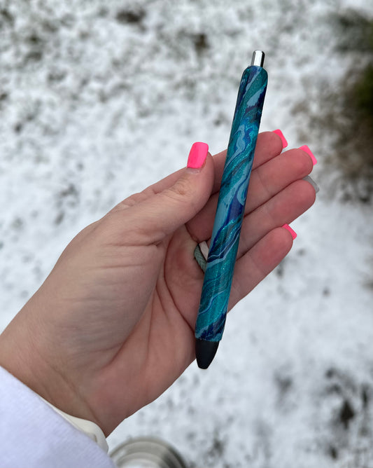 Blue Hydro-Dip Glitter Pen