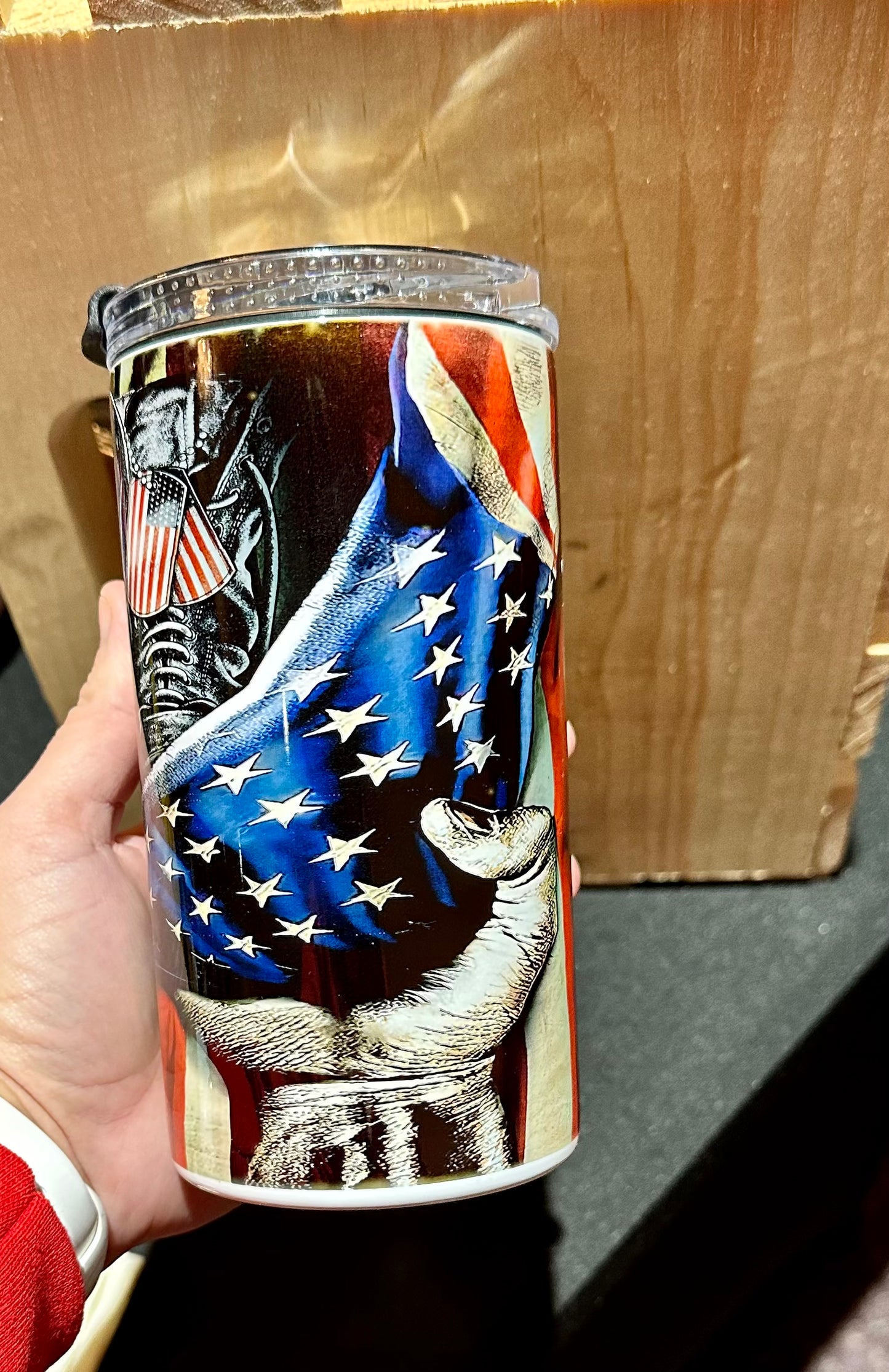 Combat Boots and Flag Can Cooler